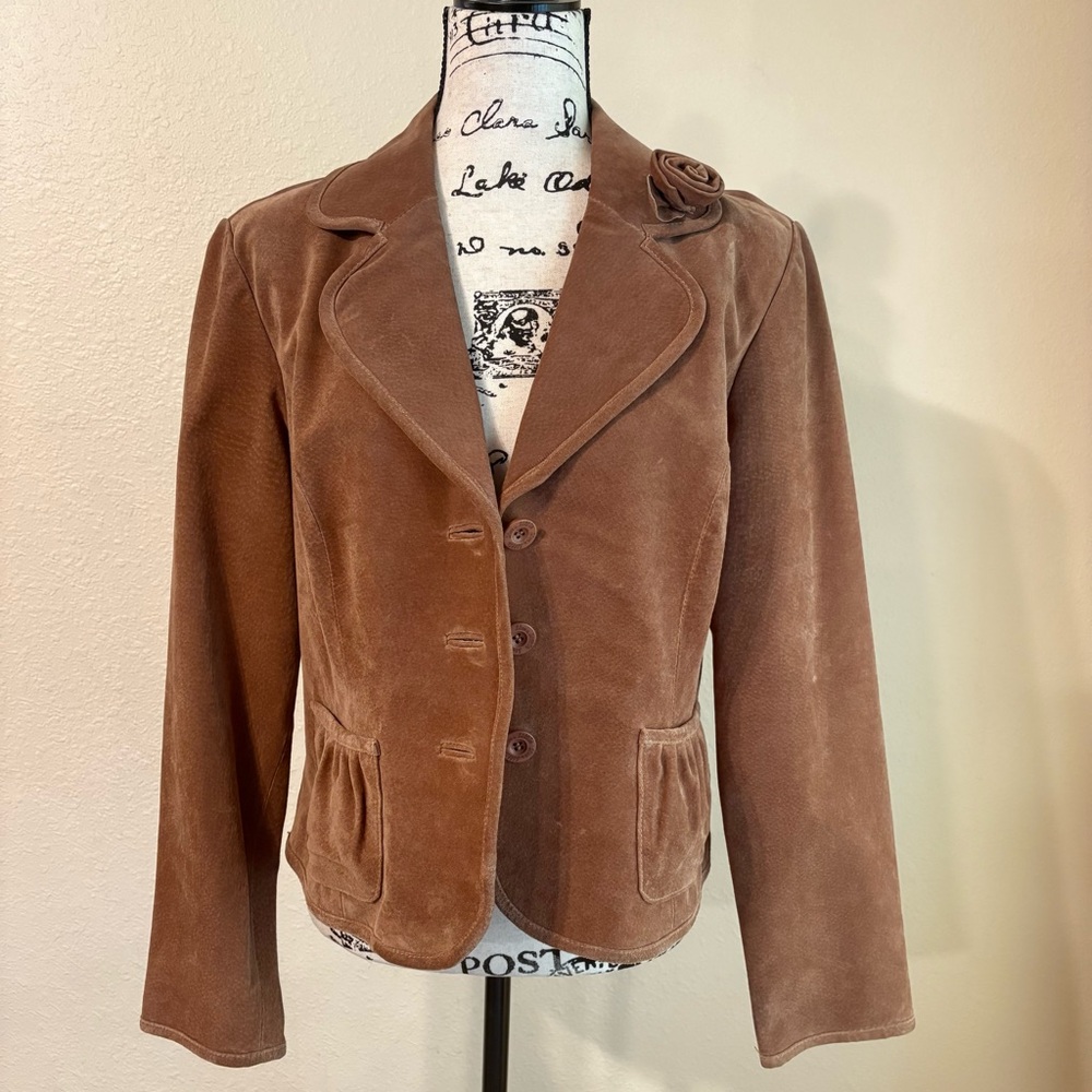 Vintage Live a Little Brown Suede Blazer - Picture 2 of 14